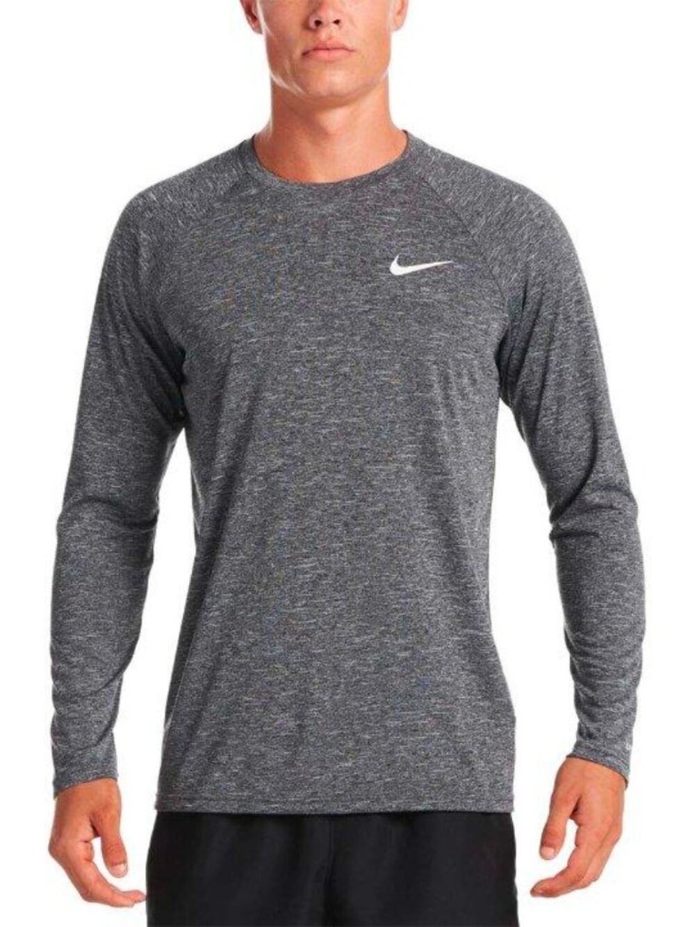 Nike Dri-Fit Men's Essential L/S Hydro Rash Guard Heathered Black Large NWT